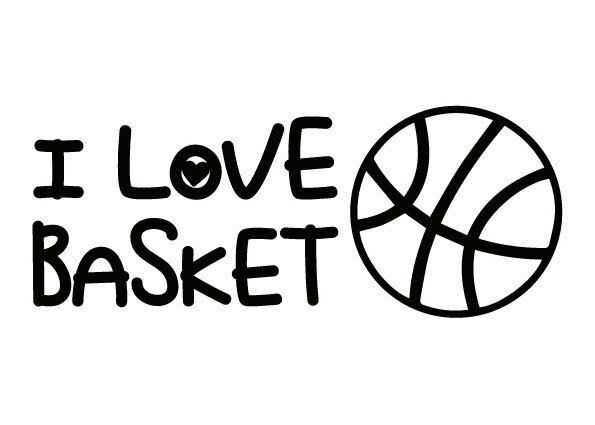 ★☆バスケットバール好きな方に♪ i love basket バスケットボール　カッティングステッカー (c_r)♪