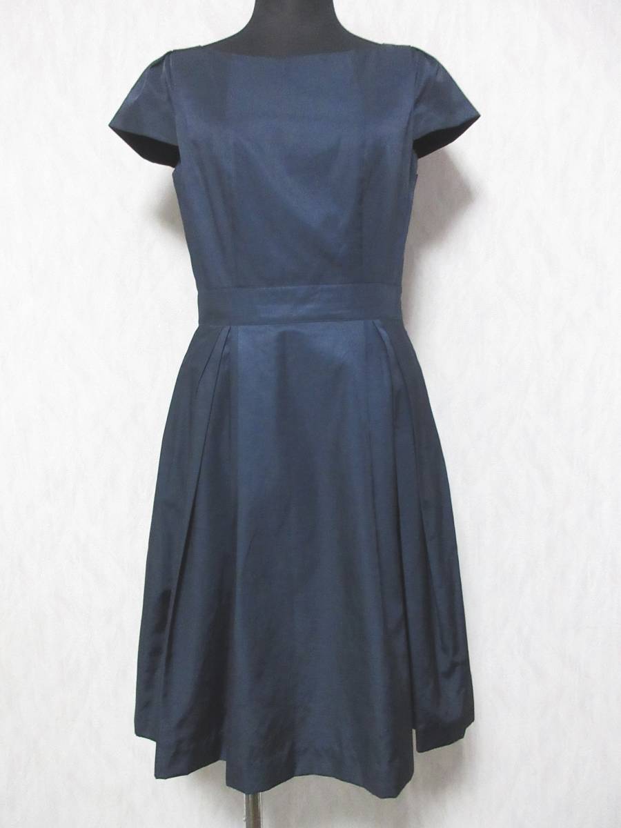 アナイ ANAYI フィット＆フレア フレンチスリーブ ワンピース 紺 ネイビー 36 irmri 亥3265