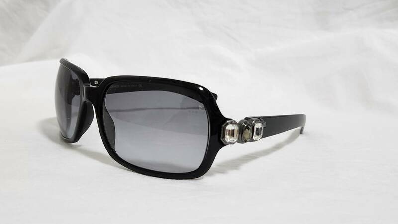 正規美 レア ヴェルサーチVERSACE ヴィンテージ 3連ビジュー メデューサロゴ ラグジュアリーサングラス 黒 ジュエリーストーンL装飾 眼鏡