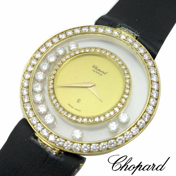 Chopard/ショパール ハッピーダイヤモンド OH済 ムービング 腕時計 K18 イエローゴールド メンズ