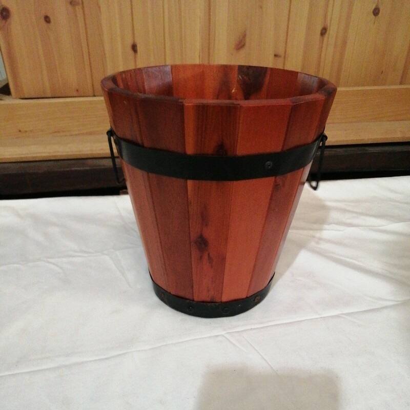 樽 木製 アイアン antique 入れ物 花瓶 傘立て ゴミ箱 アンティーク ウッド スチール ガーデニング (約高26×直径24～24.5cm)