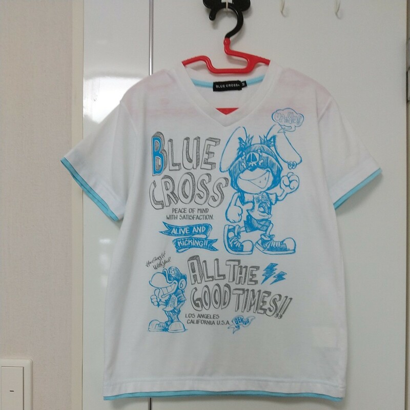 【送料無料】 BLUE CROSS ブルークロス 半袖Vネック Tシャツ M（150）サイズ 男の子 白 重ね着風
