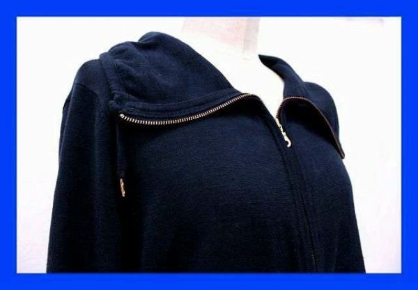 ■美品 クミキョク 組曲 カーディガン パーカー セーター ニット 長袖 麻 リネン混 Ｍサイズ ２ 濃紺 服F3872
