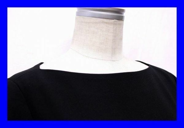 ■美品 セオリー Theory カットソー 七分袖 ボートネック 黒 ブラック ２ Ｍサイズ 服F3708