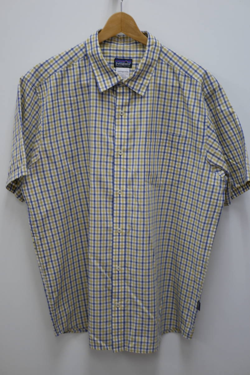 35S パタゴニア patagonia 半袖チェック柄シャツ オーガニックコットン　ポリエステル【MENS　L】