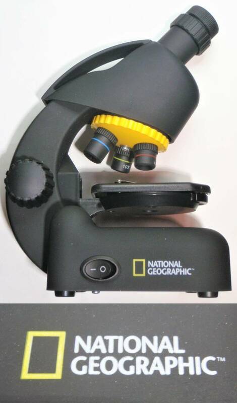 [JN310209Eq]●National Geographic初級者顕微鏡40X-640X・ズーム・LED照明、対物３個、ズーム接眼、新品未使用保存品USED扱い【匿名配送】