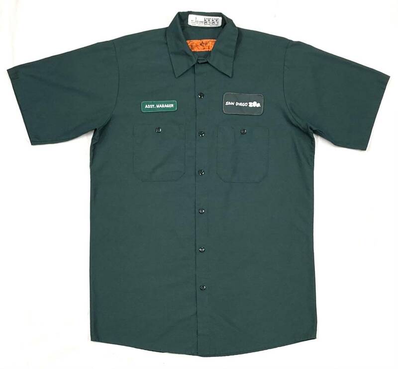 SAN DIEGO ZOO ワークシャツ M 緑 サンディエゴ動物園 半袖シャツ ユニフォーム 企業 RED KAP