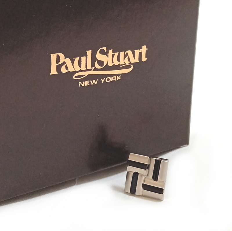 【psp24】新品　Paul Stuart　ポールスチュアート　ピンバッジ　ピンズ　艶消しシルバー×ブラック黒