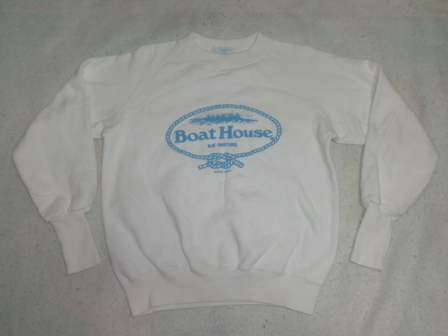 ★`80sオリジナル Boat House ヴィンテージスウェットシャツ S 日本製ボートハウス オリジナルトレーナー ホワイト 当時モノ