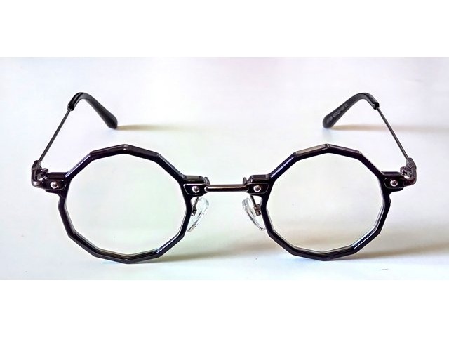 Geometric Tech 多角形 伊達メガネ 黒 Black 02
