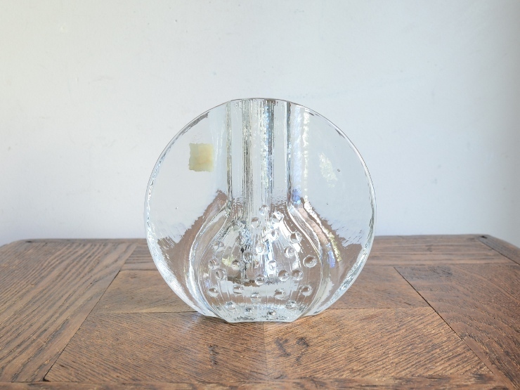 アンティーク花器 オブジェ ヴィンテージ デザイン ガラス器 フラワーベース 花瓶 一輪挿し (H11cm)