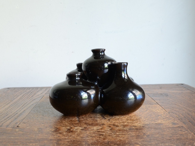 アンティーク花器 オブジェ ヴィンテージ デザイン 陶器 フラワーベース（H8cm） 華道 花瓶 生け花ポット