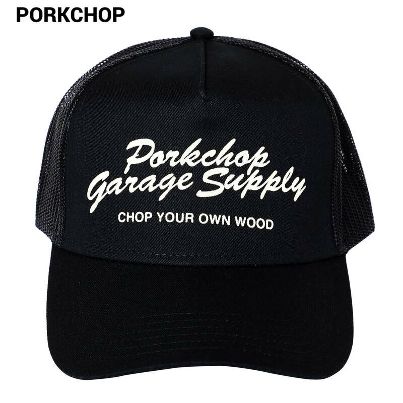 新品【PORKCHOP GARAGE SUPPLY FULL SCRIPT CAP Black ポークチョップガレージサプライ メッシュキャップ ブラック】