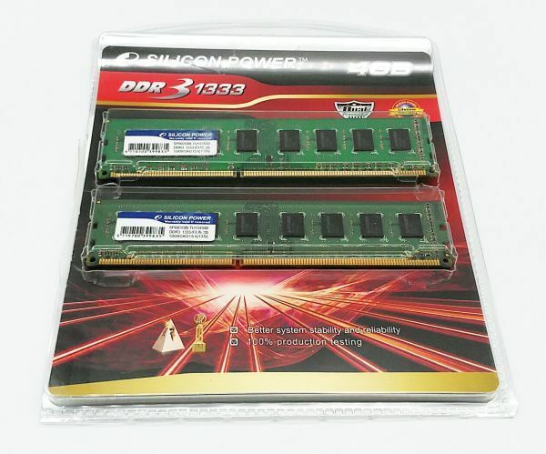 #f1c∬◆PCメモリ SILICON POWER【DDR3 1333 4GB】2GB 2枚 メーカー保証・元ケース付・中古品【動作未確認・無補償】