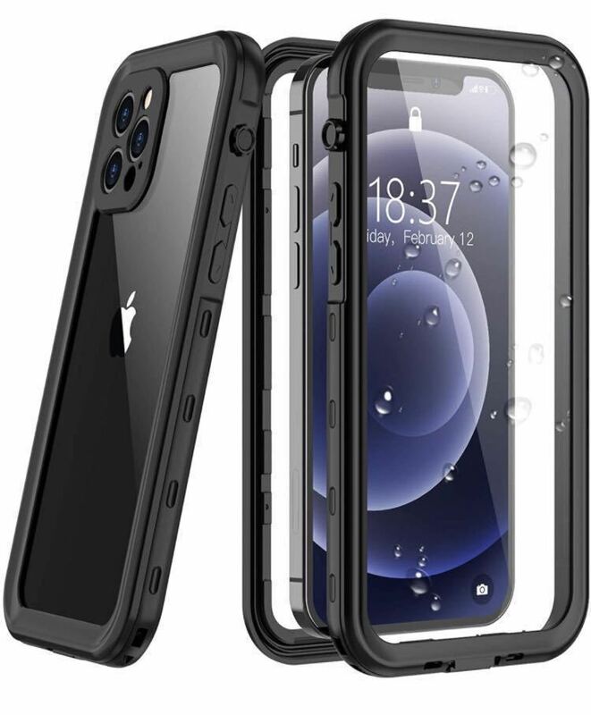 iphone 12 Pro防水ケース iphone 12 Proカバー IP68規格 超強防水力 Qi充電対応 フェイスID 指紋認証対応 耐衝撃 防塵 防雪 衝撃吸収