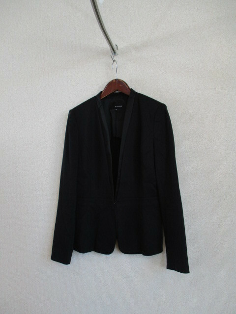 22OCTOBRE黒ノーカラー別布付きジャケット（USED）31018②)