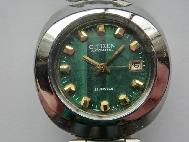 シチズン メンズ腕時計 オートマチック 自動巻き 緑天然石文字盤