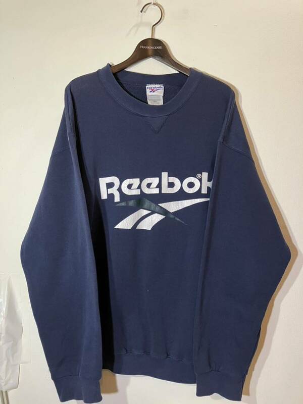 90's USA企画 old vintage オールド ビンテージ Reebok リーボック スウェットトレーナー L ネイビー 紺色 オーバーサイズ アメリカ古着