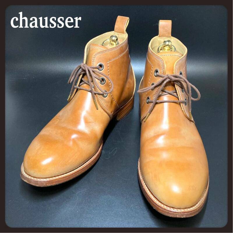 ショセ chausser ナチュラル コードバン チャッカ ブーツ 26cm