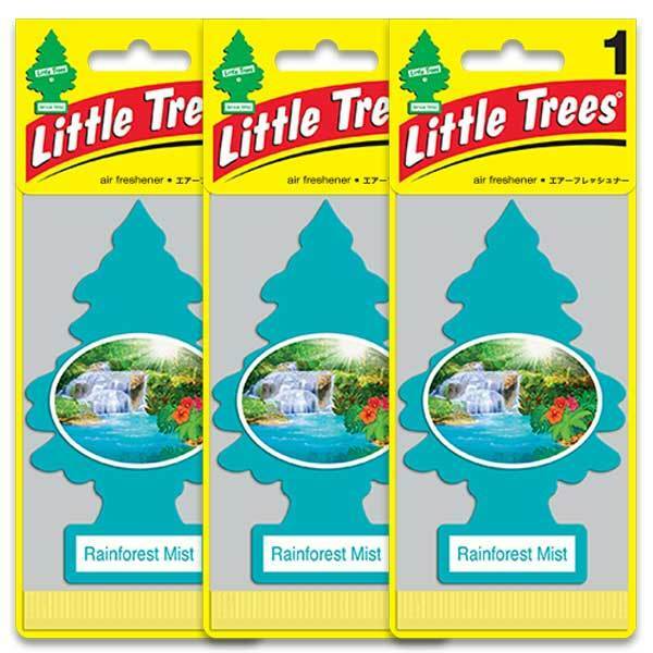 送料無料！Little Tree リトルツリー 3枚セット「レインフォレスト ミスト」 エアフレッシュナー 消臭 芳香剤 フレグランス アメリカン雑貨