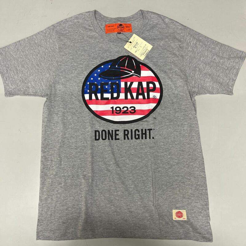 レッドキャップ RED KAP メンズ 半袖 Tシャツ Mサイズ 未使用 グレー 灰色 星条旗