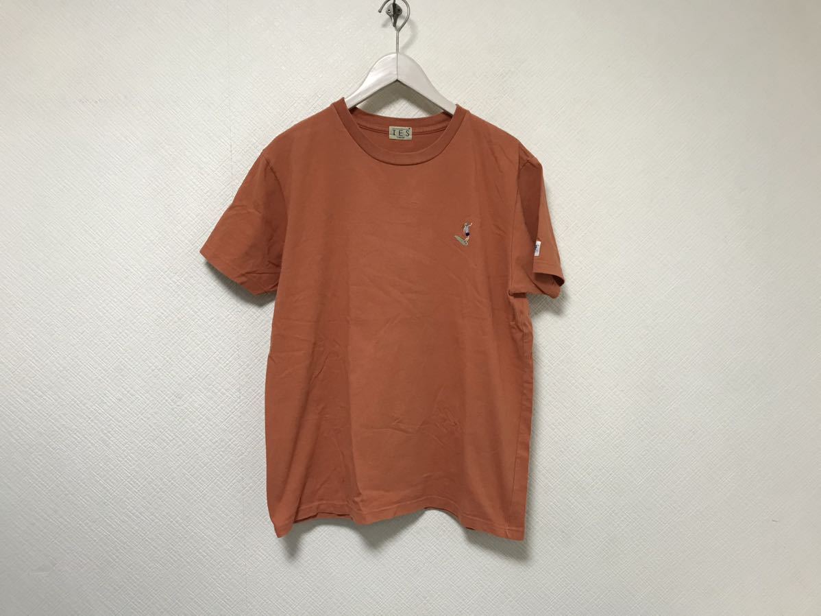 本物テスTESコットン刺繍半袖Tシャツメンズアメカジサーフミリタリーオレンジストリート日本製L