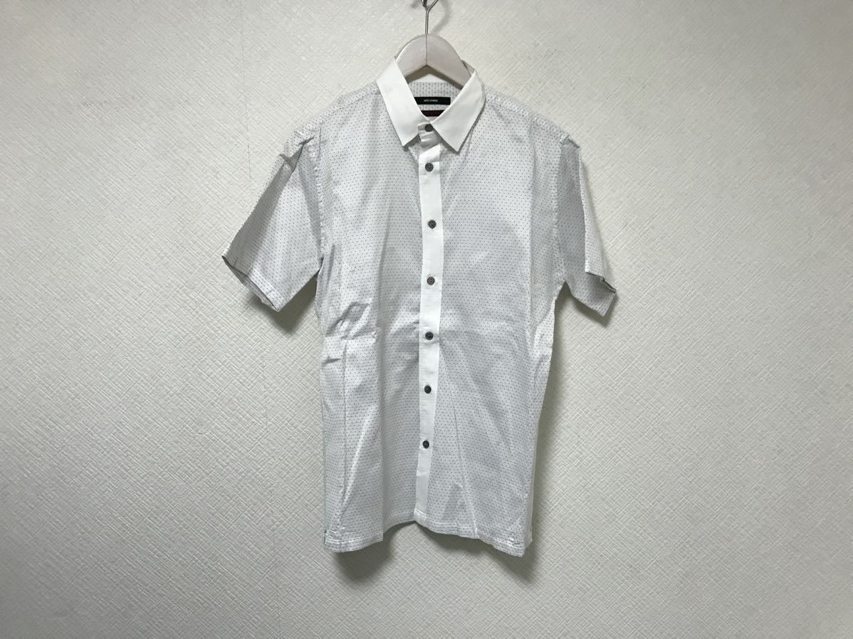 本物イネドオムINED HOMMEコットンクレリックドレス水玉柄半袖シャツメンズサーフアメカジミリタリービジネススーツ2M白ホワイト日本製