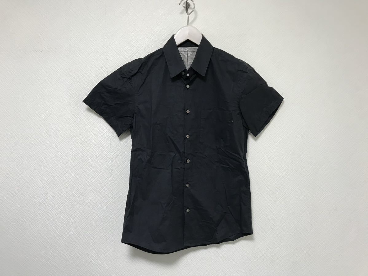 本物マンオブムーズMofM(man of moods)コーティングコットン半袖シャツメンズサーフアメカジミリタリービジネススーツ2M黒ブラック日本製
