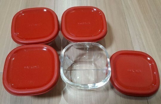 HARIO 新品 耐熱 110ml オーブン 日本製 保存容器 ガラス製 ハリオ レッド 食器 4個入 未使用品 MKK-2012-R 食洗器対応 電子レンジ