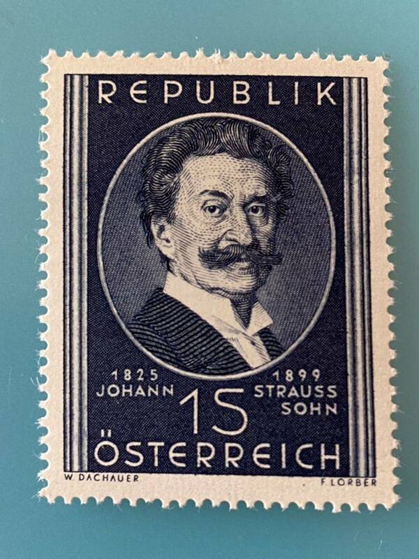 オーストリア切手作曲家★ ヨハン・シュトラウス 2 世生誕 50 周年1949年未使用 c11