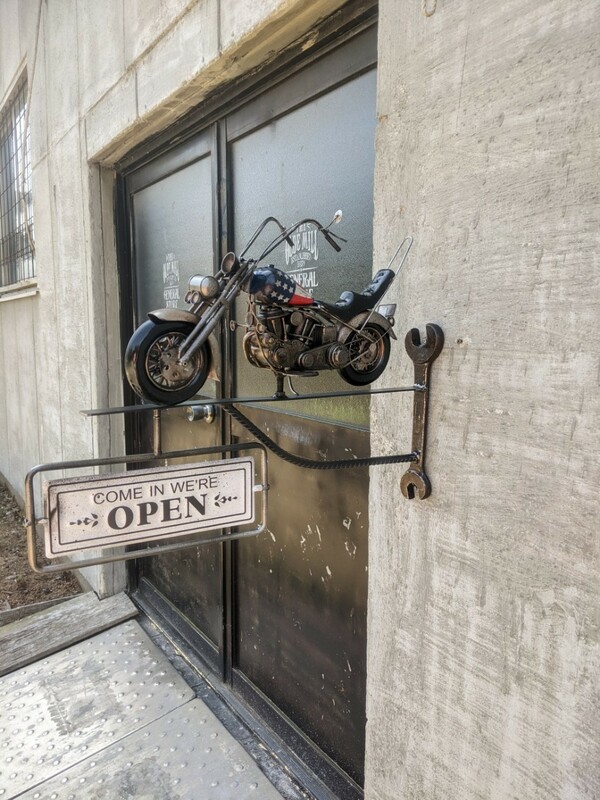 アメリカンバイク バイク屋 壁掛け看板 OPEN&CLOSED サインボード #スパナ ブラケット #ハーレーダビッドソン 店舗什器 ガレージ雑貨 BASE 