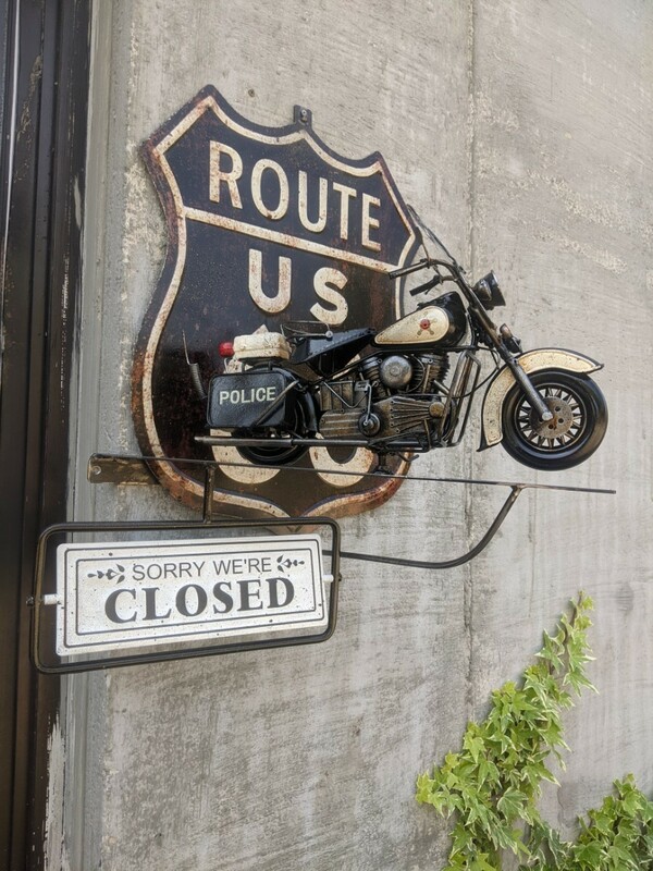 アメリカンバイク バイク屋 壁掛け看板 OPEN&CLOSED サインボード #ROUTE66 ブラケット #ハーレーダビッドソン 店舗什器 ガレージ雑貨 BASE