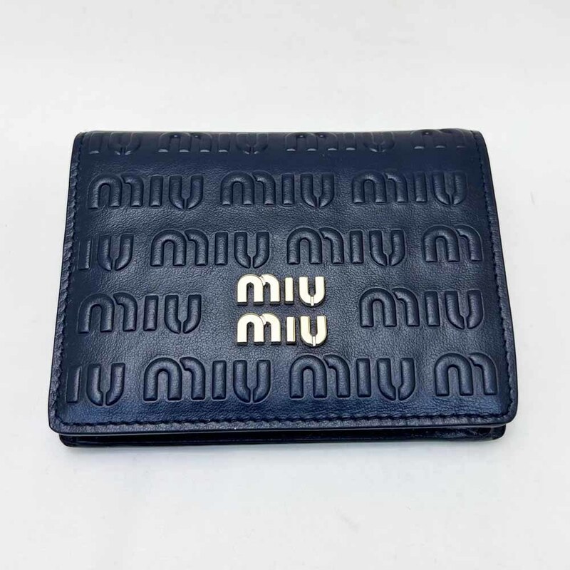 新品 MIUMIU ミュウミュウ 二つ折り財布 ネイビー