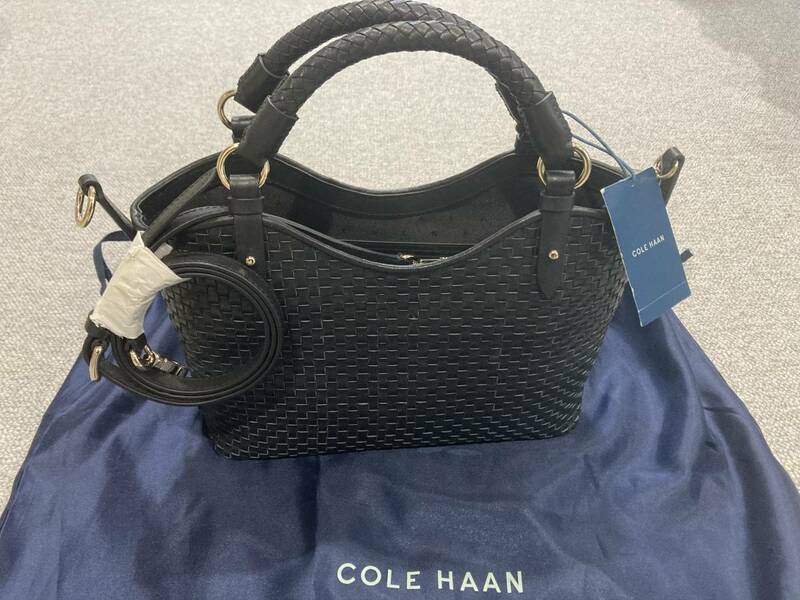 新品☆Cole Haan 2way レザー ショルダー 斜め掛け バッグ 皮 未使用 黒 ブラック タグ付き