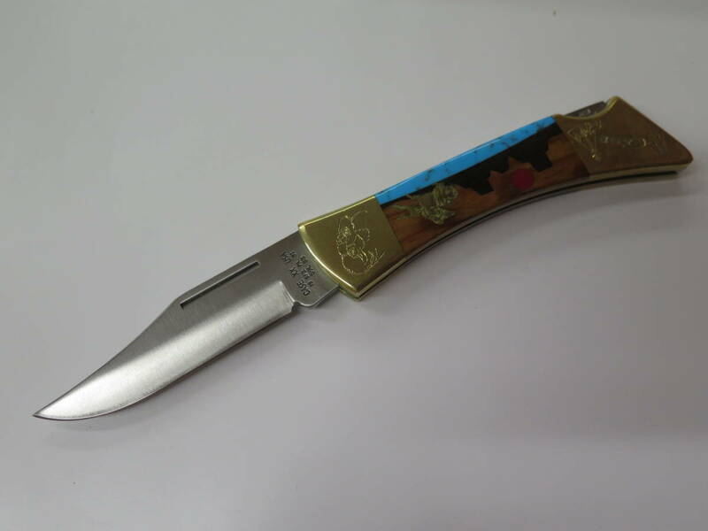 CASE XX　59L SS　ケース　ターコイズ　木製 他　象嵌細工　フォールディングナイフ　91年製　シリアルNo.507
