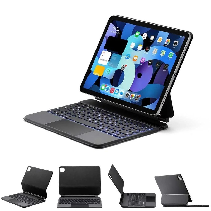 iPad Air4 / Air5 / Pro11 兼用 キーボード ケース タッチパッド 磁力吸着 ワイヤレス bluetooth リチウムバッテリー内蔵 ブラック