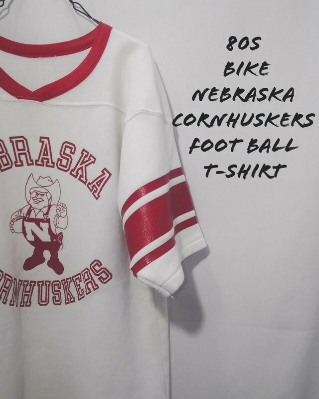 Vintage BIKE nebraska cornhuskers foot ball t-shirt 80s バイク ネブラスカ大学 コーンハスカーズ フットボール Tシャツ USA ビンテージ