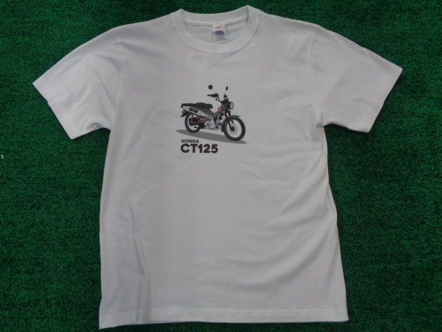 Lサイズ★ホンダ ハンターカブ プリントTシャツ 半袖 CT125 ホワイト/グレー★