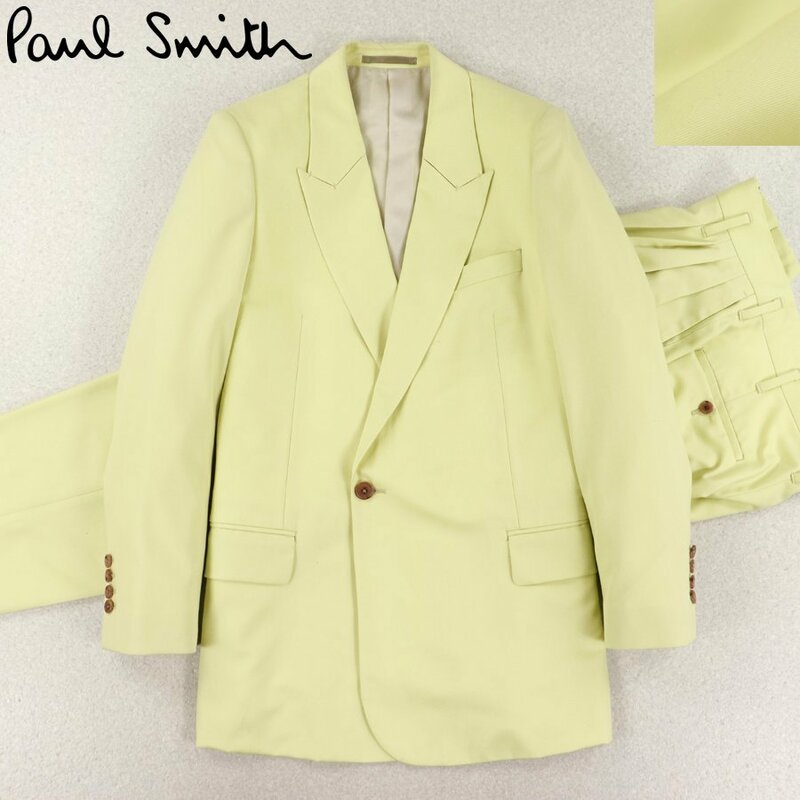 相場価格￥165,000- 美品 日本製 PAUL SMITH ポールスミス メインライン 123100 デザインスーツ セットアップ ライムイエロー M メンズ-