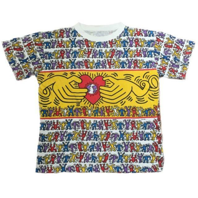 希少! 90's 90年代 ヴィンテージ Keith Haring キースヘリング 総柄アートTシャツ
