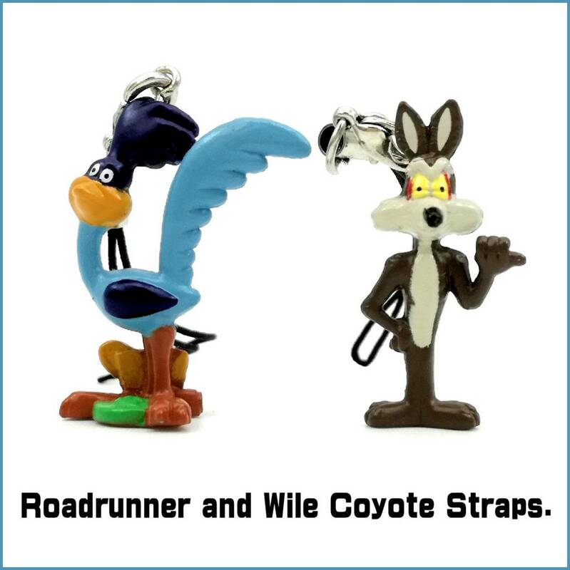 Road Runner Wile E Coyote Straps ロードランナー ワイリーコヨーテ Looney Tunes 携帯電話 スマホ ストラップ 未使用保管品 レア 美品