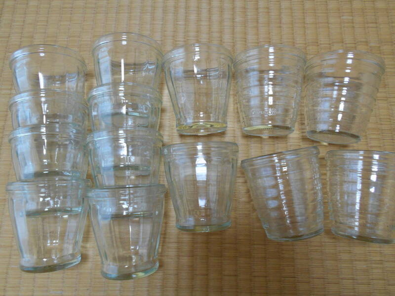 モロゾフ Morozoff プリン ゼリー カップ 保存 ガラス 容器 空き瓶 14個 ボーダー柄 空瓶 コップ ジャム はちみつ 蜂蜜 スパイス ピクルス