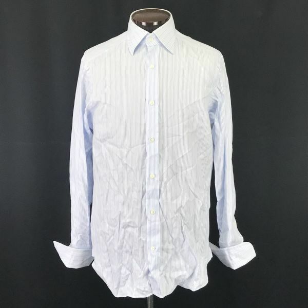 ビームス/BEAMS f★長袖シャツ【15/Mens size -M～L/白×青/white×blue/ストライプ柄】Tops/Shirts◆BH84