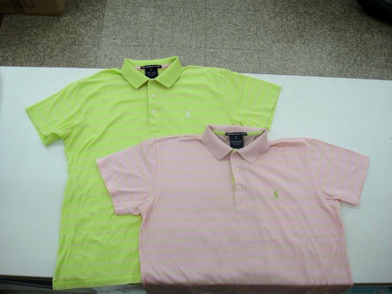 55420R ラルフローレン ゴルフ ボーダー ポロシャツ 半袖 MMサイズ ピンク/ライトグリーン 2枚セット コットン100％ RALPH LAUREN GOLF