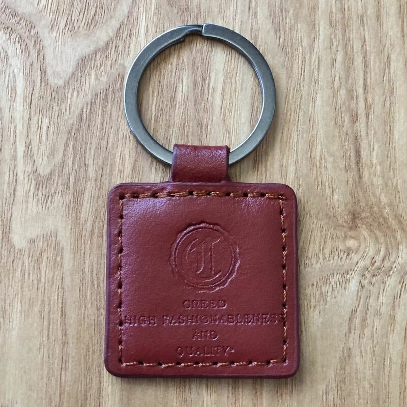 未使用 CREED Square type Leather Keyholder クリード スクエア型 レザーキーホルダー ノベルティ 非売品 井野屋 日本製 MADE IN JAPAN