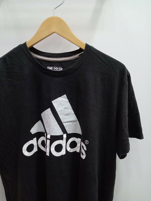 ★E019 US古着 adidas 半袖Ｔシャツ スポーツブランド サイズXL 黒 