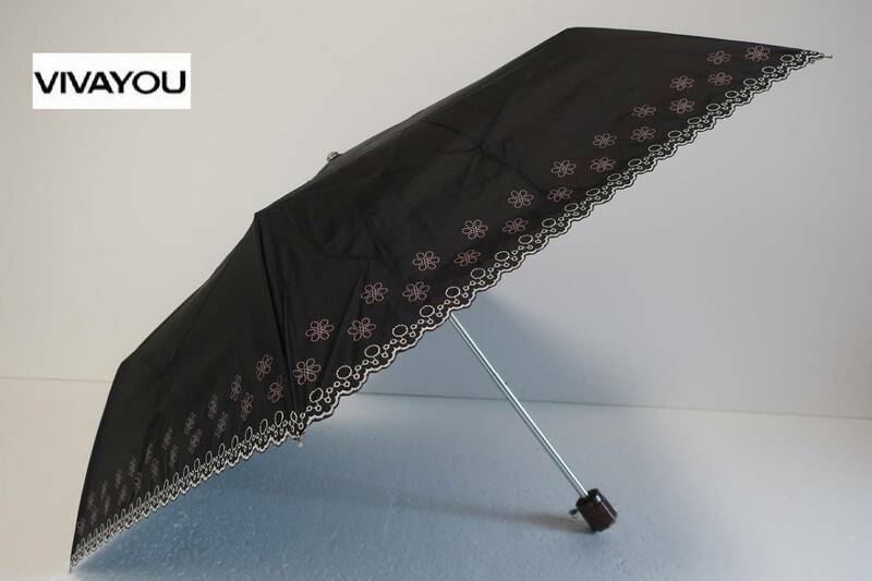 新品　ムーンバット製　ビバユー　VIVAYOU　遮光率９９％以上　遮熱効果　軽量　晴雨兼用　折りたたみ日傘　１０　ブラック系