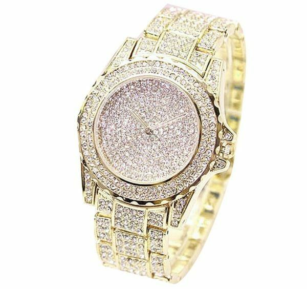 新品 18ｋgp ゴールド ダイヤモンドcz 腕時計 ウォッチ quartz クオーツ 94g 男女兼用 上質 質感 高品質 高級感 大人気 格安