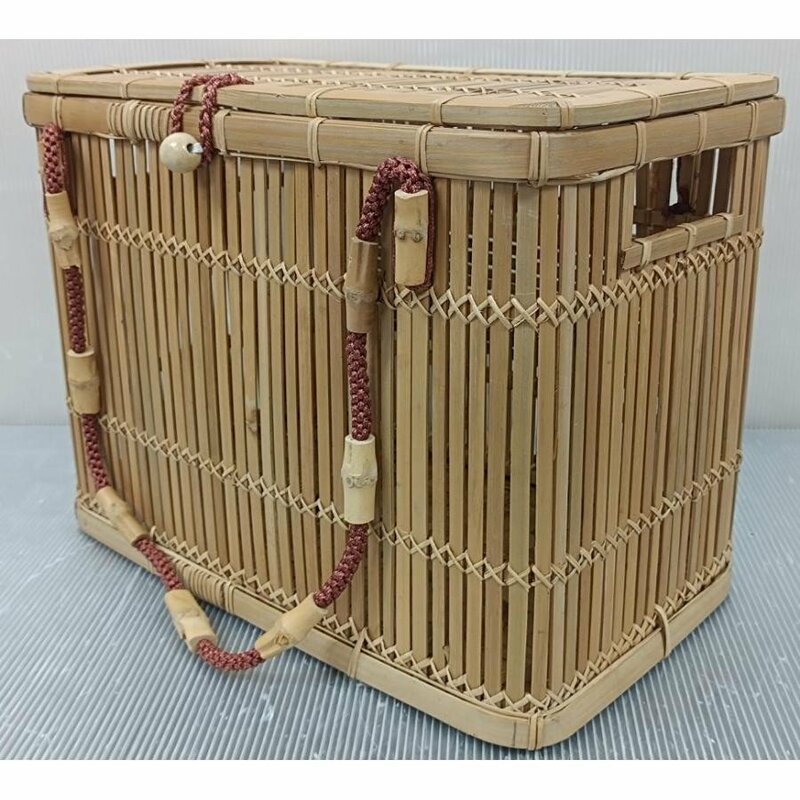 新品 天然竹/バンブー製 ハンドメイド ペットキャリーバック S