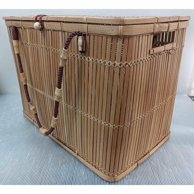 新品 天然竹/バンブー製 ハンドメイド ペットキャリーバック L